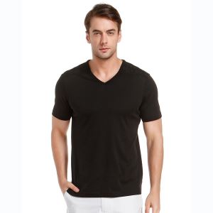 Men's Plain Black V Neck T Shirt