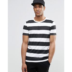 Men's Scoop Neck Black And White Striped T Shirts