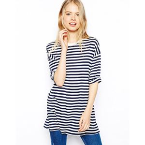 Striped Round Collar Girl T-shirt/polo Necks