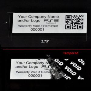 Print Tamper Evident Securtity Qr Code Sticker Labels and Barcode Serial Number VOID Seals 2.75 X1