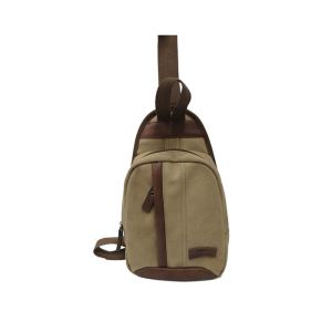 Canvas Brown Leather Crossbody Sling Bag Small One Strap Backpack Sling Purse