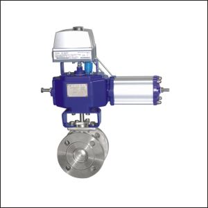 CF8 Double Acting Automatic V Type Regulating Segment Meatal/PTFE Seat Ball Valve PN16