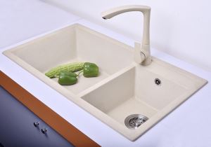 Verified with SGS RoHS FDA Certificates Double Bowl Rectangular Kitchen Natural Stone Sink with the High Quality