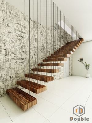 Wooden Floating Staircase for Office/Home