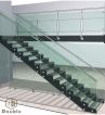 Double Stringer Glass Straight Staircase with Glass Tread