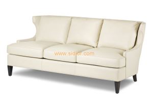 Luxury Wooden Frame Hotel Living Room Leather Sofa