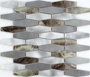 Vintage Style Long Hexagon Aluminum Mosaic Tiles Mix Glass Mosaic Tiles for Furniture Decoration