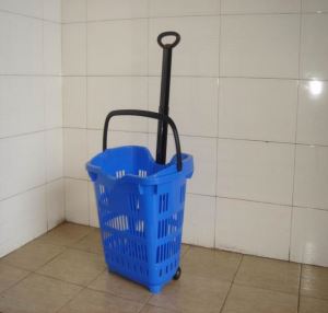 2016 Wholesale Supermarket Plastic Rolling Shopping Baskets