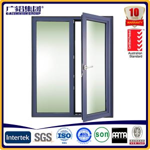 China Fabricator of Aluminium Double Panels Casement Door with Interior Blinds