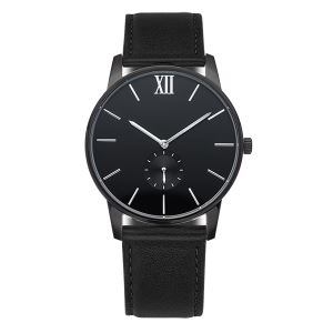 Black Leather Wirst Watch for Men