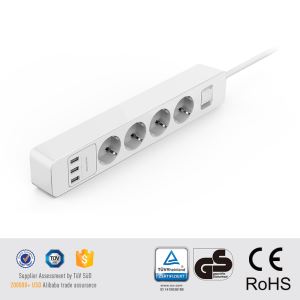 4 AC Outlets Surge Protector Universal Power Strip Switched Socket with Overload Protection