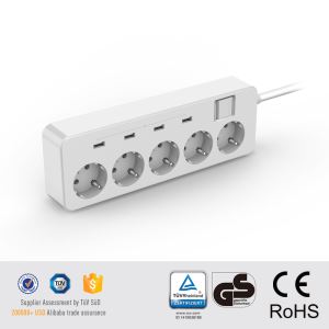 German Type Extension Socket Power Strip with 4 Port USB Output