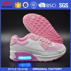 China Factory Female Walking Shoes Fashion Air Cushion Lighting Shoes