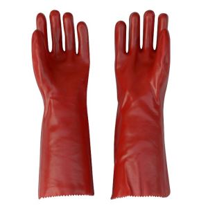 Red PVC Smooth Coated Gloves with Cotton Liner