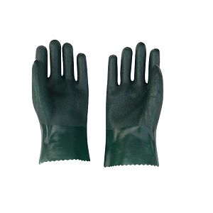 Blue PVC Double Dipped Sandy Finished Coated Gloves with Jersy Liner