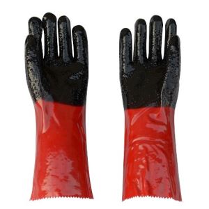 Double Color PVC Coated Working Gloves with PVC Chips on Palm and Fingers