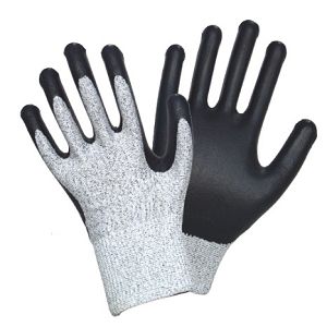 13 Gauge Uhmwpe with Glass Fiber Seamless Lined Dip PU Cut-resistance of 5 Level Gloves