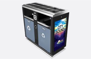 Solar Power Intelligent Trash Bin with LED Advertising Light Box