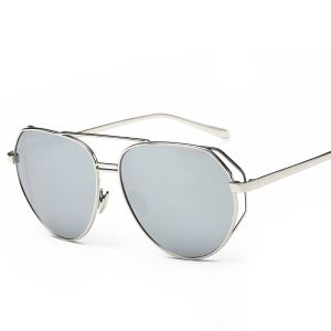 Cat Eye Mirrored Flat Lenses Metal Frame Women Sunglasses UV400 Polarized Sunglasses