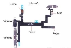 High Quality Power Button,Switch Sleep Wake Volume Mute Button Flex Cable Metal Brackets for iPhone 5