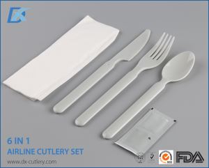 High Quality Wholesale White Handle Plastic Cutlery Sets with Napkin