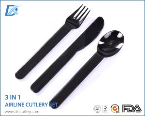 3 in 1 Best Value Black Handled Cutlery Set