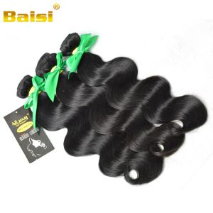 Baisi Top Quality Brazilian VIRGIN Hair Body Wave Hair Extension on Sale,1B Natural Black Color, 8-30inches in Stock