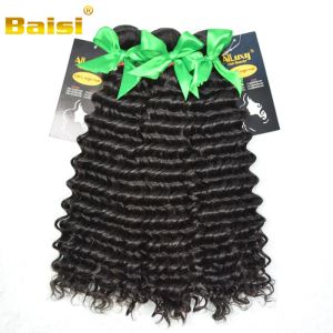 Baisi Factory Top Selling Unprocessed Brazilian VIRGIN Hair Deep Wave 8-30inch 1B Natural Black Color