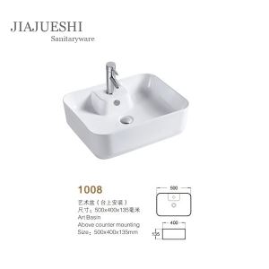 Modern Design Cheap Bathroom Sink White Art Wash Basin Ceramic Counter Top Wash Basin With Tap Hole