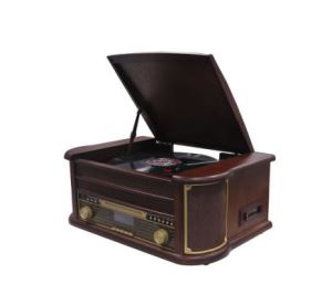 3 Speed Record Turntable, with FM USB Bluetooth AUX in RCA Out, Headphone CD MP3 Cassette