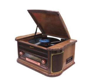3 Speed Record Turntable, with FM DAB Radio USB Bluetooth AUX in, RCA Out Headphone CD MP3 Cassette