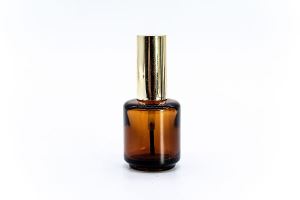 15ml 0.5oz Empty Round Amber Glass Nail Polish Bottle with Brush and Gold Cap