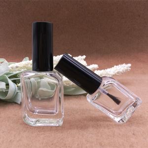 Series Design Empty Clear Glass Nail Polish Bottle With Black Cap In Low Price Wholesale