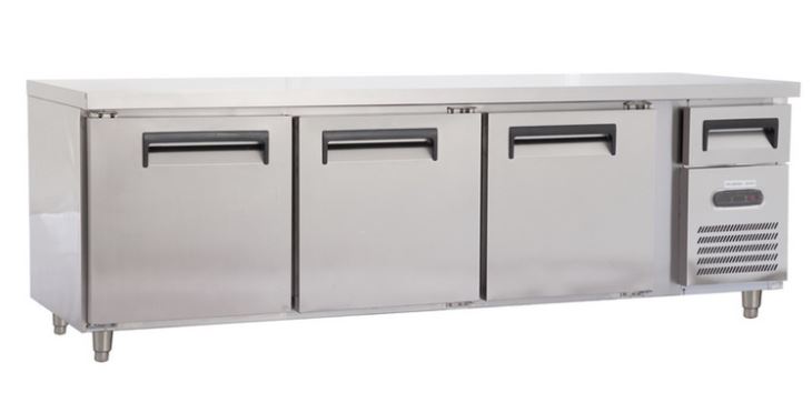 Stainless Steel Three Doors Counter-top Refrigerator