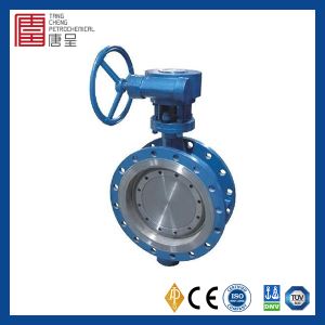 DIN Standard High Performance Low Pressure Raised Flange Stainless Steel Double Eccentric Butterfly Valve with Actuator