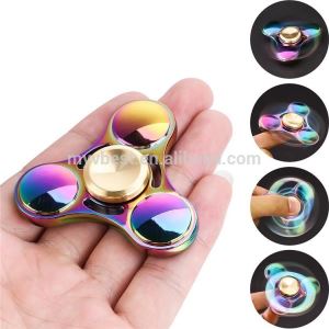 Rainbow Colors Metal Titanium Alloy EDC Hand Fidget Spinner High Speed Focus Toy Gift Finger Tri-Spinner