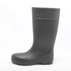 Black Basic Pvc Working Rain Boots With Steel Toe And Midsole Made In China