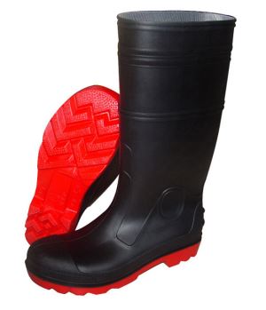 Qinghong Factory Black PVC-005 Gumboots Safety Working Boots For Industry