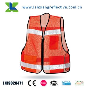 High Visibility Mesh Fabric Reflective Safety Vest with PVC Tape