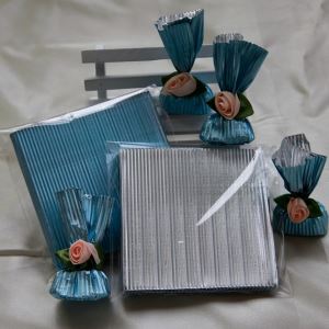 Blue Corrugated Chocolate Foil Wrapper For Candy Package In 9x9cm 100pcs
