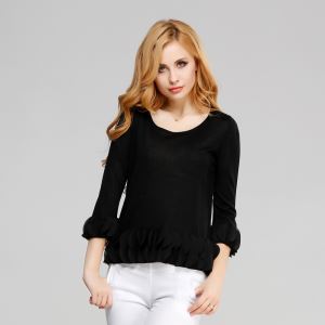 New Chiffon Insert Women Sweater Modal Light Soft Touching Knitted Jumper