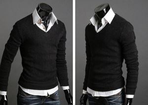 Classic Formal V Neck Sweater High Quality Long Sleeve Pullover Men