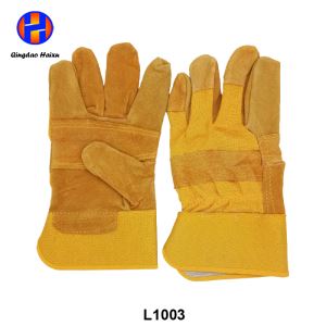 Economy Patched Palm Industrial Safety Leather Hand Gloves