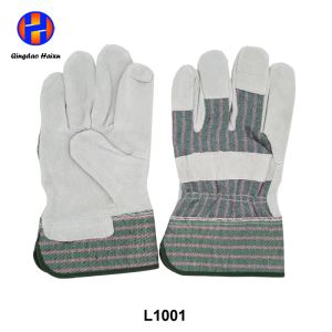 Full Palm Cotton Back Genuine Cow Split Leather Work Gloves
