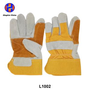 Premium Double Palm Cow Leather Safety Gloves for Industry