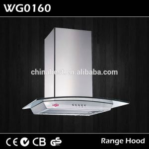 60 70 90cm Curve Glass Stainless Steel and Powder Coating Wall Mounted Hood