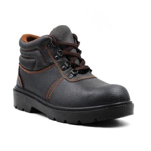 The Best Black Embossed Leather Upper Single-density PU Outsole Steel Toe Boots Shoes Price