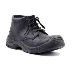 Middle Cut Black Best Split Embossed Leather Upper Lightweight Steel Toe Boots for Sale