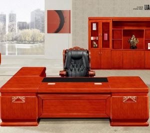 Simple Design Multifunction Cable Wood Solid Teak Veneer Manager Office Table