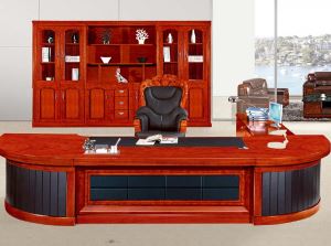 Luxury Design High Quality Extensive Leather Using Wood Solid Office Table